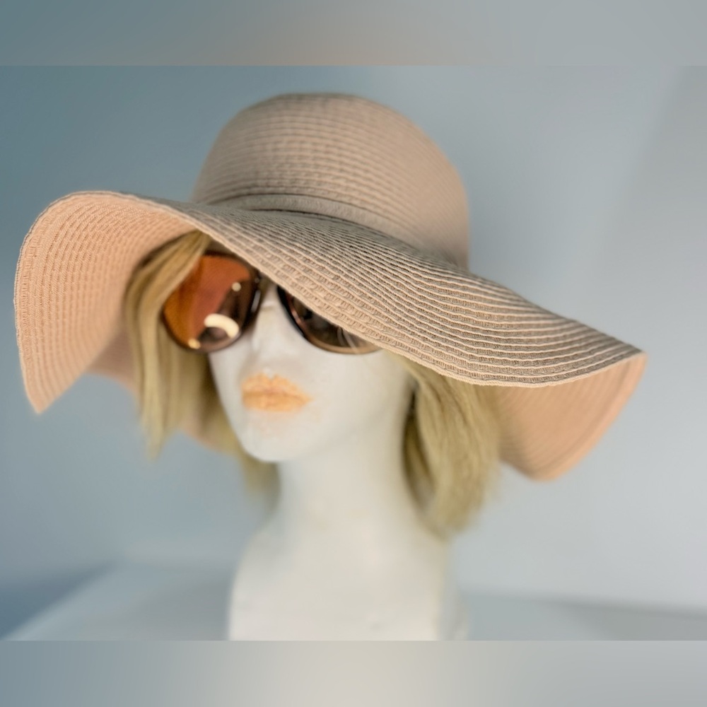 Elegant Blush Wide-Brim Sun Hat